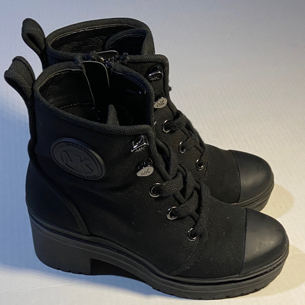 Michael Kors Black Canvas Corey Combat Boots